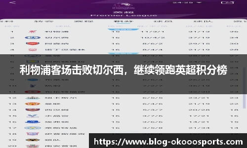 利物浦客场击败切尔西，继续领跑英超积分榜